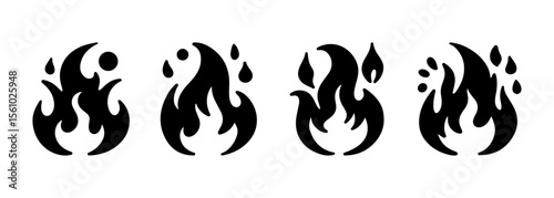 Set of stylized fire icons