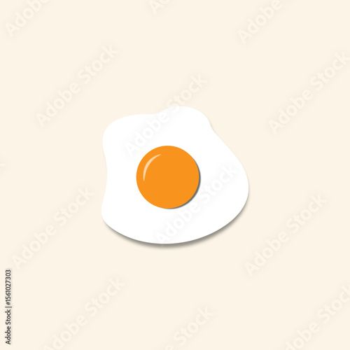 Fried egg vector illustration on a plate with white background