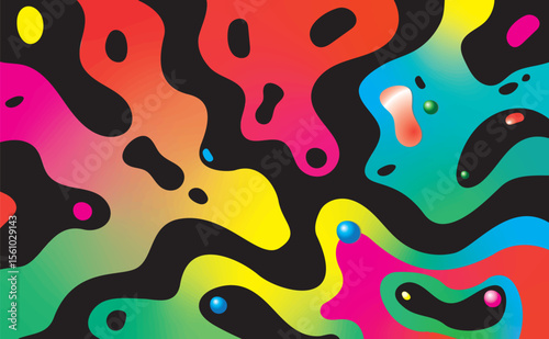 Colorful Abstract Composition Featuring Fluid Shapes and Vibrant Gradient Colors