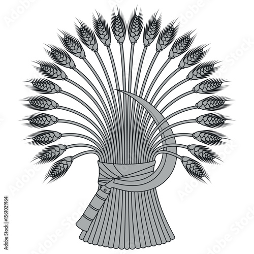 Wheat sheaf with sickle harvest symbol