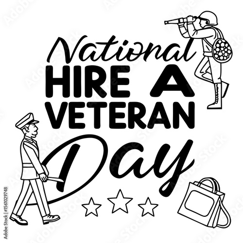 NATIONAL HIRE A VETERAN DAY vector illustration