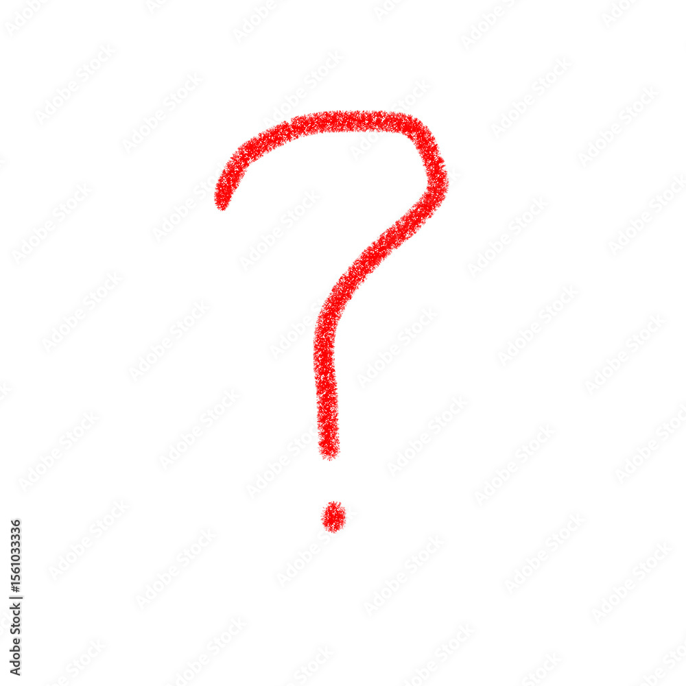 Fototapeta premium Red Crayon Hand-Drawn Question Mark Illustration – Sketch Style Symbol for Confusion, Curiosity, and Inquiry Concepts