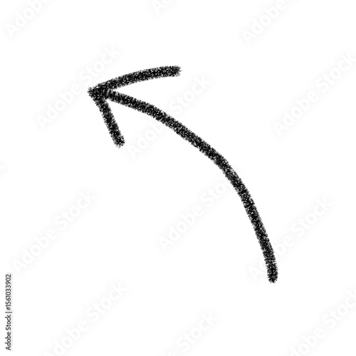 Curved Black Arrow Hand Drawn Style Pointing Upward Left for Visual Navigation, Emphasis, and Infographic Highlights