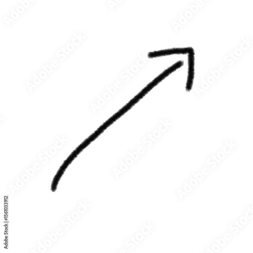 Hand Drawn Diagonal Upward Right Arrow Sketch for Emphasizing Growth, Progress, Navigation, or Business Concepts