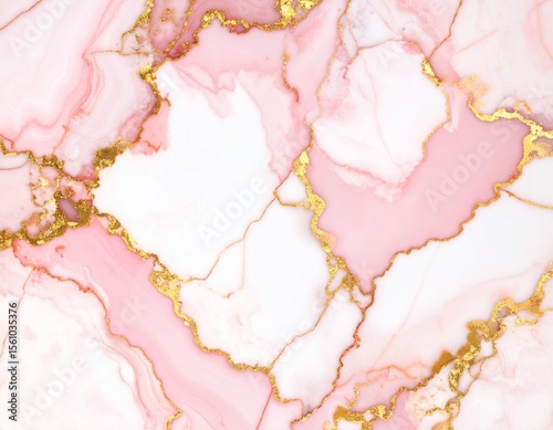 Pink gold marble background with the texture of natural marbling with gold veins exot