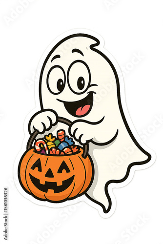 Cute Halloween Ghost with Candy – Funny Holiday