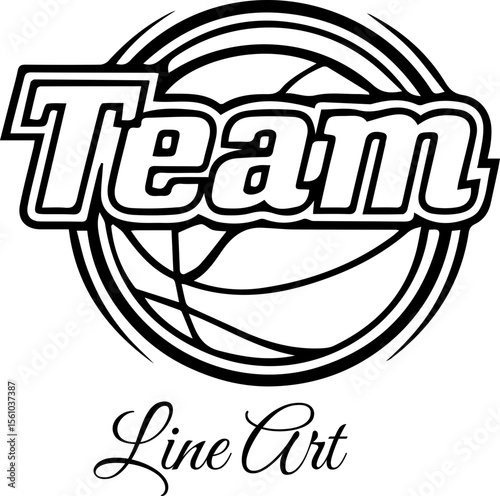 Team Collaboration Logo, Basketball Sport Concept Line Art
