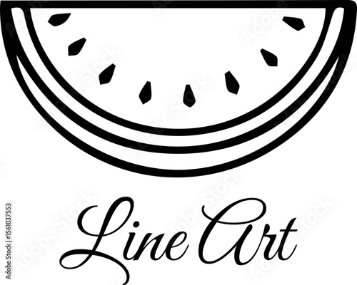 Watermelon Slice Line Art, Refreshing Fruit Illustration