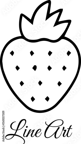 Fresh Strawberry Line Art, Sweet Berry Icon