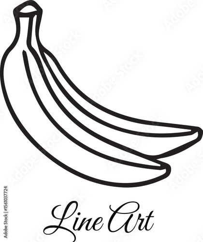 Minimalist Banana Line Art, Tropical Fruit Illustration