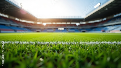 Close-up view of a vibrant soccer field.