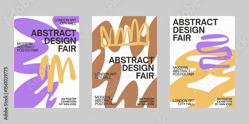 Brutalism poster template set, Abstract poster graphic for print, Colorful flow graphic for poster bundle, card and vertical, banner. Event template, Poster typography.