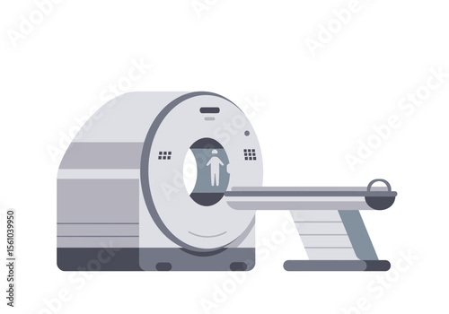 Flat Vector Illustration of a CT Scanner with Patient Silhouette.