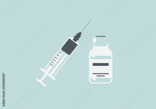 Medical Syringe and Vial Illustration Healthcare Injection and Medication Concept.