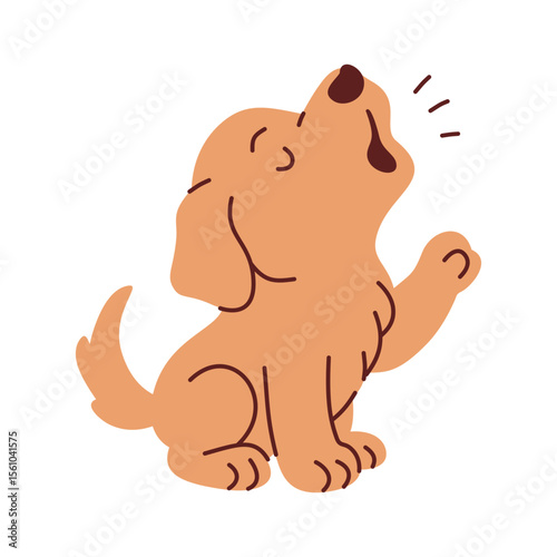 Barking Puppy With Raised Paw