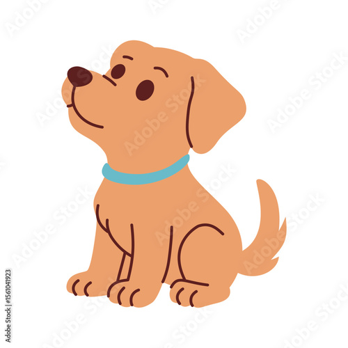 Happy Little Puppy Sitting Illustration