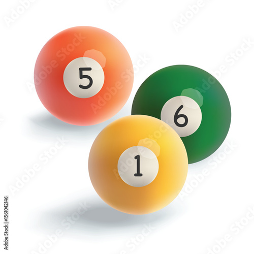 Billiard balls, pool balls with numbers collection