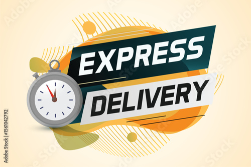 Express delivery word concept vector illustration with stopwatch style for use landing page, template, ui, web, mobile app, poster, banner, flyer, background, gift card, coupon, label
