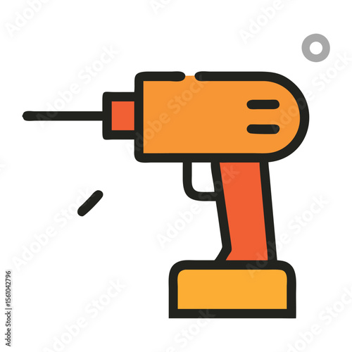 Vibrant orange and red cordless drill on a white background, ideal for home improvement projects