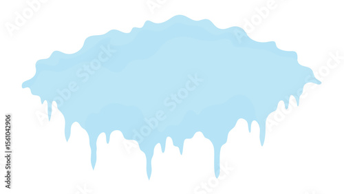 Cartoon illustration of melting blue ice on a transparent background ready for design.