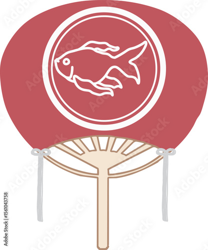 Japanese hand fan - goldfish -red