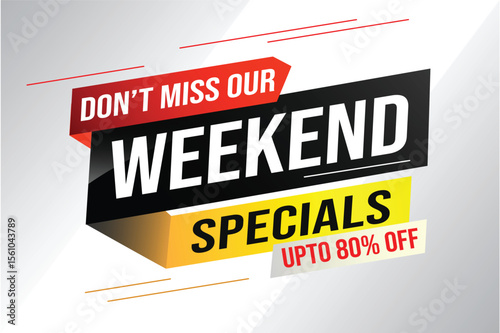 Weekend Special sale tag. Banner design template for marketing. Special offer promotion retail. background banner modern graphic design for advertising store shop, online store, website, landing page 