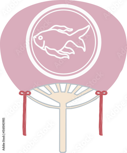 Japanese hand fan - goldfish - pink