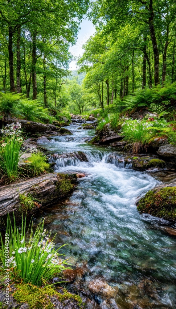 Fototapeta premium Lush forest stream (1)
