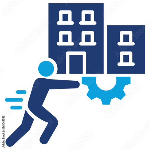 Infrastructure Resilience Flat Blue Icon
