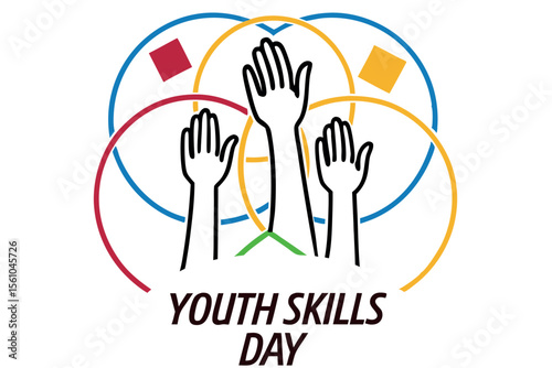 Youth Skills Day Logo with Raised Hands and Overlapping Circles