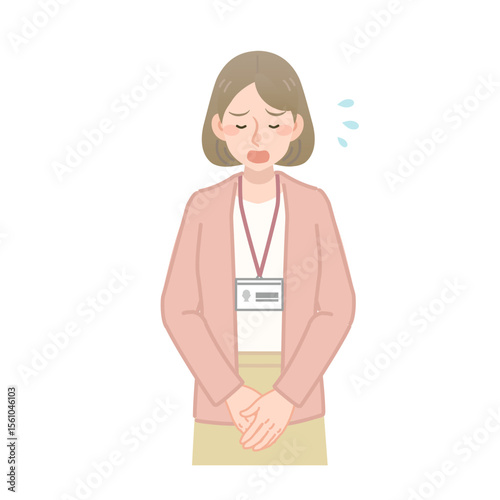謝罪する女性社員のベクターイラスト