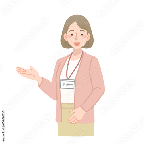 案内をする女性社員のベクターイラスト
