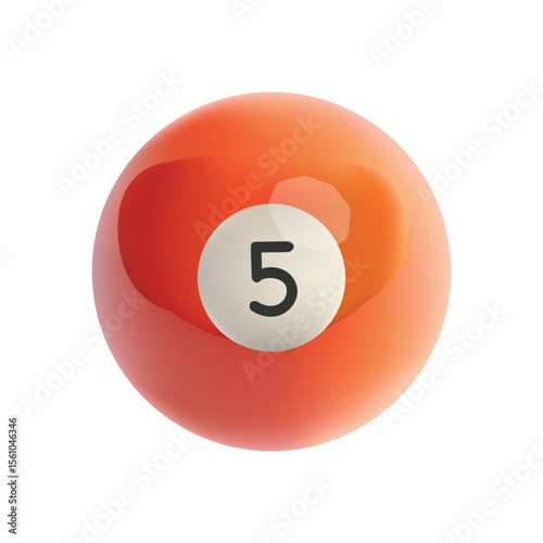 Number 5 Billiard ball-3d objects Realistic glossy sphere