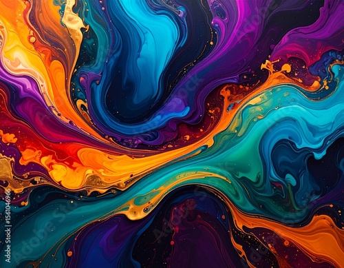Abstract fluid art acrylic paint pour medium background wallpaper backdrop. 