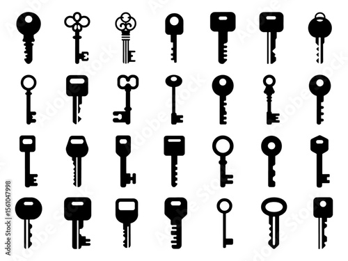 Minimalist Key icon set vector
