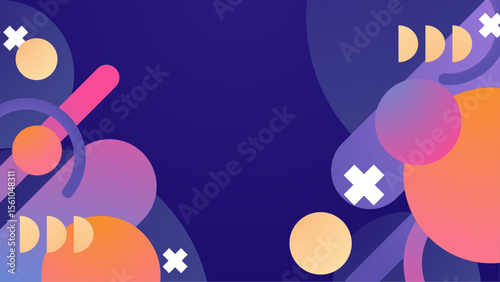 Abstract purple design with yellow and pink circles is perfect for backgrounds, posters, and web graphics needing a modern touch.