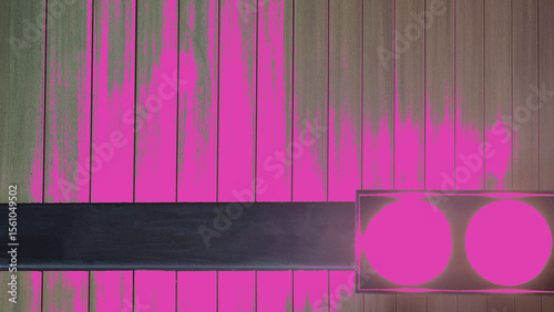 Abstract Background. Plastic wood ceiling with lights decorating a fashion shop in gradient pink gray black blur on Khao San Road, Thailand. Wood, Fabric, Wall, Pattern, Wooden, Design, Wallpaper, Lig