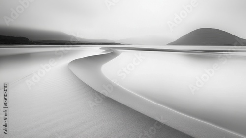 Serene Minimalist Scene of Gentle Waves on a Sandy Shoreline