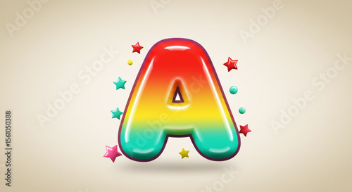 Rainbow Gradient Letter A Fun, Colorful 3D Alphabet Design