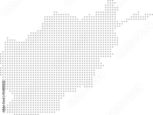 Afghanistan – square dot grid vector map (Web Mercator projection, PPT-compatible & fully editable)