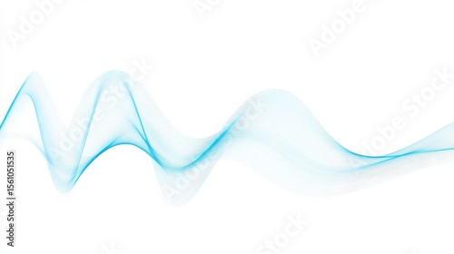 Glowing Blue Wave Line with Soft Effects on White Background