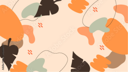 Abstract design with leaves and organic shapes. Perfect for nature themed designs, ecofriendly branding, print materials, and web graphics.