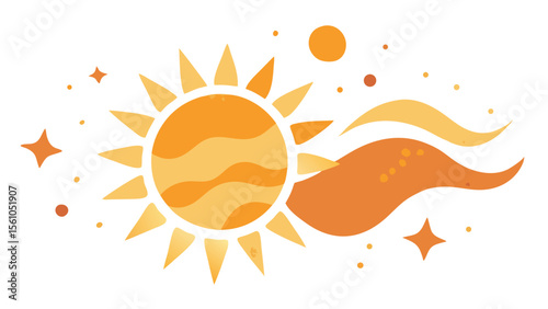 Creative sunshine illustration with oranges and yellows suitable for summer designs