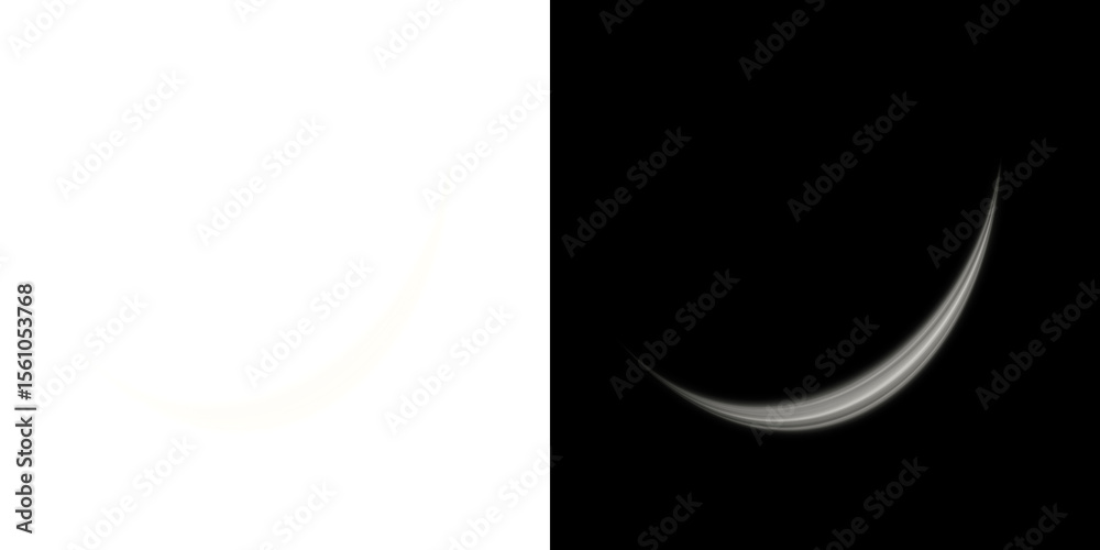 Obraz premium White Curved Light Trail with Transparent and Black Background 