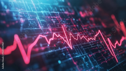 Heartbeat Monitor Pulse in Red and Pink on Isolated White Canvas