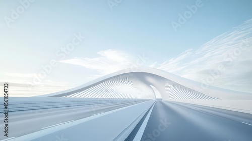 Futuristic Bridge with Streamlined Design Under a Clear Sky