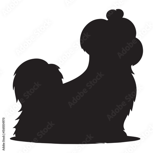 A black silhouette of a Maltese dog vector