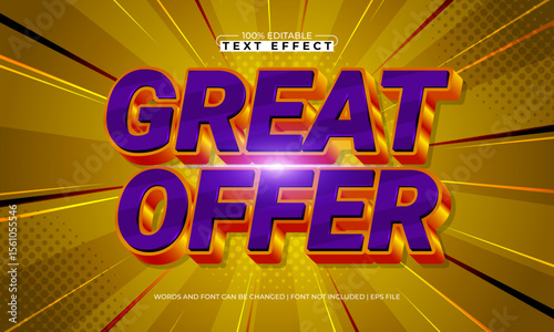 great offer editable text effect with a discount and offer text style
