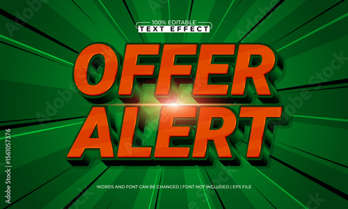 offer alert editable text effect with a discount and offer text style