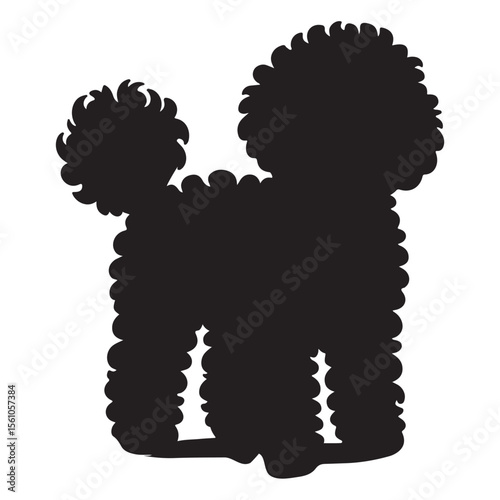 A black silhouette of a Bichon Frisé vector